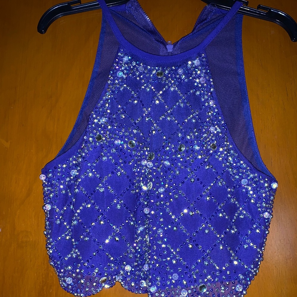 A purple/ bluish short formal dress